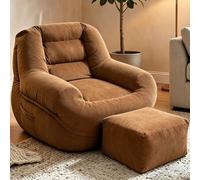 LLNWDNB Pouf XXL pour Adulte avec Ottoman Pouf Chaise Longue en Laine d'agneau Pouf Poire avec Remplissage Ensemble Siège de Sol Bean Bag Fauteuil Relax pour Salon,Chambre B