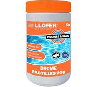 Llofer - 1kg Pastilles de Brome 20g - Dissolution Lente & Traitement Longue durée - Désinfection sans Odeur de Chlore - Aussi Efficace Que Le Chlore - Haute tolérance au pH - Brome Piscine