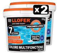 Llofer -Chlore Multifonction en Galet de 250g -10kg- Désinfection Longue Durée 7 Actions,Haute Teneur en Chlore (92%), Fabriqué en Europe