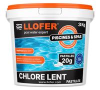 Llofer - Chlore Multifonction en Pastilles de 20g -3kg- Désinfection Longue Durée 7 Actions,Haute Teneur en Chlore (92%), Fabriqué en Europe
