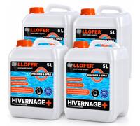 LLOFER - Produit d’Hivernage Piscine Super Concentré - Lot de 4 × 5 L - Anti-Algues, Anti-Calcaire et Anti-Moisissures - Hivernage Actif & Passif - Non Moussant