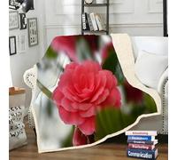 LLSZAHD Couverture Sherpa Double Face Fleur Rose - Plantes - Plaid Chaud pour Lit Simple ou Lit Double ou Canapé - Plaid Doux et Douillet 140 x 200 cm