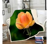 LLSZAHD Plaid Sherpa Double Face Rose Jaune - Fleurs - Couverture Chaude Hiver pour Petit Lit Double ou Canapé - Plaid Epais et Douillet 130x150 cm
