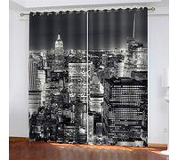 LLWERSJ Rideaux Occultants Vue de Nuit de New York Oeillets Rideaux Occultants Thermiques Isolation Phonique Microfibre Enfants Salon Chambre Rideaux Home Decorative 140x180cm x 2pcs