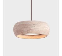 LLXDFUU LED 18W Suspension Wabi-Sabi Style Travertin Jaune Lampe Suspendue Luminaires Bois Massif Pierre Naturelle + Noyer 150cm Lustre Suspendu Réglable pour Bar Chambre Salon Salle à Manger