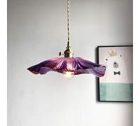 LLXDFUU Verre Cuisine Suspension Vintage Verre Violet Fleur Plafond Lustre Bar Chambre Cuivre Lampe Suspendue Luminaires D'intérieur pour Cuisine Îlot Chambre E27 Café Bar Lampe Suspendue