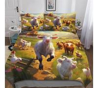 LLXXHH Animal de la Ferme Housse De Couette Literie 3 Pièces Housse De Couette Et Taie d'oreiller Douce Microfibre Adultes Enfants Parures De Lit Double (200x200cm)