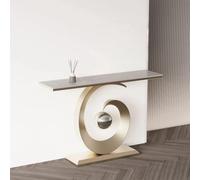 LLYLAFDC Console Moderne en Spirale, Table d'Entrée Sculptée Luxueuse avec Accent Boule Métallique, Table d'appoint Étroite pour Couloir Entrée Salon(Gray+Gold,100cm)