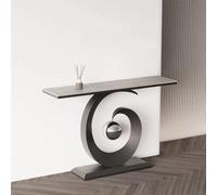 LLYLAFDC Console Moderne en Spirale, Table d'Entrée Sculptée Luxueuse avec Accent Boule Métallique, Table d'appoint Étroite pour Couloir Entrée Salon(Gray+Black,100cm)