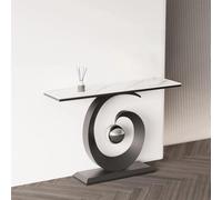 LLYLAFDC Console Moderne en Spirale, Table d'Entrée Sculptée Luxueuse avec Accent Boule Métallique, Table d'appoint Étroite pour Couloir Entrée Salon(White+Black,100cm)