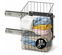 LM 683 Panier à Linge Étroit et Haut Extensible Avec Rails, Organisateur à Encastrer Dans Une Armoire, Système de Rangement, Insert d'Armoire, Gris Anthracite