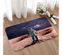LMaFCaIGU Tapis de Porte Paillasson Interieur et Extérieur Antidérapant Absorbant,Astronaute Courageux de Galaxy Debout sur la planète Rouge Mars, nébuleuse de la Surface rocheuse,80x50cm