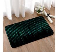 LMaFCaIGU Tapis de Porte Paillasson Interieur et Extérieur Antidérapant Absorbant,Flux de Code Binaire Vert Tombant sur Fond Noir,80x50cm
