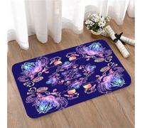 LMaFCaIGU Tapis de Porte Paillasson Interieur et Extérieur Antidérapant Absorbant,Mandala Floral néon symétrique sur Fond Bleu foncé,40x60cm