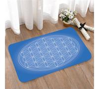 LMaFCaIGU Tapis de Porte Paillasson Interieur et Extérieur Antidérapant Absorbant,Mandala symétrique Fleur de Vie, Contour Blanc sur Fond Bleu foncé,40x60cm