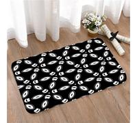 LMaFCaIGU Tapis de Porte Paillasson Interieur et Extérieur Antidérapant Absorbant,Motif géométrique symétrique Blanc sur Fond Noir, sans Couture,80x50cm