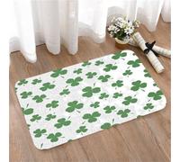 LMaFCaIGU Tapis de Porte Paillasson Interieur et Extérieur Antidérapant Absorbant,Motif sans Couture de trèfle à Trois Feuilles Vert sur Fond Blanc texturé,40x60cm