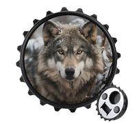 Lmage of Wolf in the Snow Décapsuleur magnétique pour réfrigérateur Ouvre-bouteille rond magnétique pour cuisine et bar, cadeau pour les amateurs de bière