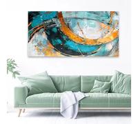 LMAIWANG Affiche abstraite moderne aux couleurs vertes et bleues, tableau sur toile abstrait vert, décoration murale pour la maison (70 x 140 cm, sans cadre)