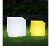 LMAMZ Cube Solaire Exterieur Jardin Tabouret, Cube Lumineux Led 40cm Multicolore, Lampes de Table D'extérieur Rechargeable, 16 RGB Couleurs et 4 Modes D'éclairage, Dimmable, pour Pelouse Terrasse,40cm
