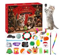 LMDGDS Calendrier de l'Avent pour chat 2026 - Lot de 24 jouets de Noël | Offre d'activité interactive, peluches douces, canne à plume, rouleau à cloche, ressort à ressort, figurines de souris