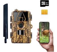 LMHOME Caméra de Chasse 4G LTE avec Vision Nocturne Infrarouge No-Glow 30m, Images 60MP, Vidéos 8K, Audio, APP et Carte SIM - Détecteur de Mouvement 0,1 s