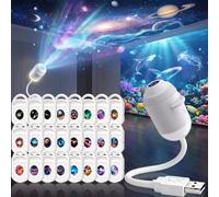 LMIX Projecteur de Galaxie pour la Nuit, Projecteur de 5d Étoile Holographique 2-en-1 Branché et Utilisable hd Projecteurs de Plafond Intelligents et Dynamiques 360° Lampe Étoile Céleste USB (avec 24