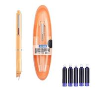 lmoikesz Ensemble de Stylos Plume Rétractables 0,38 mm Clicktech avec 5 Cartouches d’Encre et Étui, Prise Ergonomique Anti-Assèchement pour l'Écriture, Orange,Encre bleue effaçable