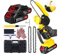 Lmozim Tronçonneuse sur Batterie 4000mah 6 Pouces Mini Tronconneuse sans Fil avec 2 Chaines Système D'Huile Automatique 600W Moteur Brushless Coupe Branche Electrique Elagueuse Compatible avec Makita