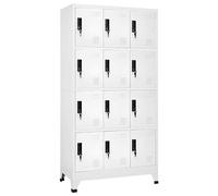 LMTYOENFG Armoire à casier, blanc, 90 x 45 x 180 cm, en acier, verrouillable, avec 12 portes, armoire à compartiments et armoire en métal pour bureau, école, vestiaire et fitness