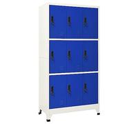 LMTYOENFG Armoire à casier en acier 90 x 45 x 180 cm - casier robuste avec 9 compartiments verrouillables, armoire en métal gris et bleu pour bureau, école, cave, atelier et vestiaire
