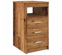 LMTYOENFG Armoire à tiroirs aspect bois vieilli 40 x 50 x 76 cm Petite commode avec 3 tiroirs et compartiment ouvert pour salon, couloir et bureau