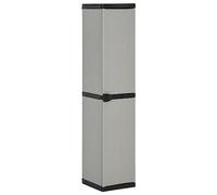 LMTYOENFG Armoire de jardin avec 3 étagères, armoire de terrasse en plastique, gris noir, armoire de balcon compacte en polypropylène et PVC, armoire de rangement étroite pour jardin et terrasse, 34 x