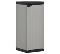 LMTYOENFG Armoire de jardin en plastique, 35 x 40 x 85 cm, petite armoire de balcon avec 1 porte et 1 étagère, armoire à outils en PVC et polypropylène pour jardin et terrasse, gris/noir