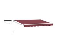 LMTYOENFG Auvent électrique 3,5 x 2,5 m avec panneau solaire, bras articulé, télécommande, manivelle motorisée, en aluminium, polyester, terrasse, balcon, jardin, blanc, bordeaux