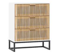 LMTYOENFG Buffet blanc 60 x 30 x 75 cm, commode en bois et pin avec tiroirs et pieds en métal, armoire d'appoint pour salon, couloir et salle à manger