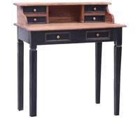 LMTYOENFG Bureau en bois vieilli massif avec 6 tiroirs 90 x 50 x 101 cm | Secrétaire compact en bois recy vec 6 tiroirs et compartiment pour bureau et salon.