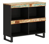 LMTYOENFG Commode en bois massif vieilli 85 x 33 x 75 cm | Table d'appoint industrielle pour chambre à coucher avec espace de rangement pratique et pieds en fer stables pour plus