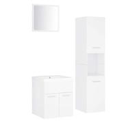 LMTYOENFG Ensemble de meubles de salle de bain 4 pièces Blanc avec lavabo | Gamme de salle de bain peu encombrante comprenant une armoire haute, un sous-lavabo et un miroir pour les petites salles de
