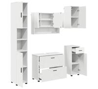 LMTYOENFG Ensemble de meubles de salle de bain 5 pièces en contreplaqué | La combinaison de meubles de salle de bain cinq pièces avec armoire miroir et armoire haute pour votre salle de bain offre de