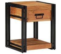 LMTYOENFG Lot de 2 tables de chevet marron 40 x 40 x 50 cm en bois massif | Table d'appoint rustique duo pour chambre à coucher avec deux compartiments et poignées en métal pour un rangement ordonné.