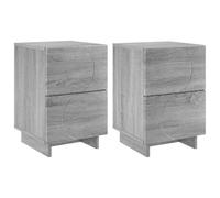 LMTYOENFG Lot de 2 tables de chevet Sonoma - Gris - 33,5 x 34,5 x 50 cm | Grattoir pratique en 2 pièces pour chambre à coucher avec montage flexible des tiroirs et plateau de rangement facile