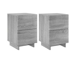 LMTYOENFG Lot de 2 tables de chevet Sonoma - Gris - 33,5 x 34,5 x 50 cm | Grattoir pratique en 2 pièces pour chambre à coucher avec montage flexible des tiroirs et plateau de rangement facile