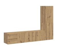 LMTYOENFG Lot de 3 armoires murales TV suspendues en chêne Artisan | Élégant ensemble de 3 armoires multimédia suspendues en bois pour salon et chambre à coucher avec charnière de porte flexible