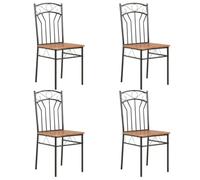 LMTYOENFG Lot de 4 chaises de salle à manger marron noir en MDF et acier | Chaises de cuisine ergonomiques au design industriel avec assise robuste pour cuisine, salle à manger et coin bistrot.