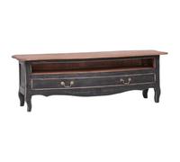 LMTYOENFG Meuble TV bas en bois vieilli massif Noir 120 x 30 x 40 cm | Planche stéréo rustique pour le salon avec compartiment et tiroir. Livré déjà monté pour une utilisation immédiate.