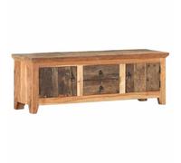 LMTYOENFG Meuble TV en bois massif recy acacia 120 x 30 x 40 cm | Meuble TV rustique pour salon avec 2 tiroirs et 2 compartiments ouverts. Livré déjà monté.