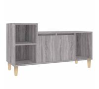 LMTYOENFG Meuble TV gris Sonoma 100 x 35 x 55 cm Meuble multimédia bas | Planche multimédia compacte pour salon et chambre à coucher avec compartiments, portes en bois et construction en eucalyptus