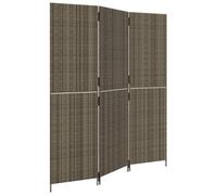 LMTYOENFG Paravent 3 pièces - Séparateur de pièce - Élément pliable - Gris | Paravent en rotin synthétique résistant aux intempéries avec cadre en acier pour balcon, chambre à coucher et bureau