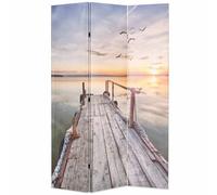 LMTYOENFG Paravent pliable 3 pièces 120 x 170 cm Motif lac | Mur espagnol imprimé des deux côtés en bois de sapin pour l'intimité dans la chambre et le salon. Facile à plier.